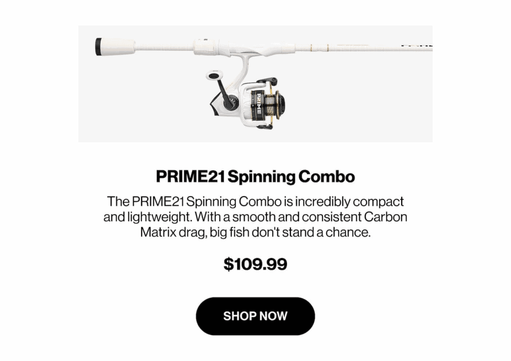 Abu Garcia PRIME21 Spinning Combo white and gold lightweight spinning reel and rod product image